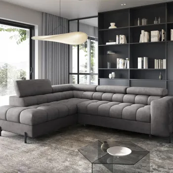 Coltar extensibil dreapta 5 locuri ELTAP, RT-04AU, Ferucce, 276x200x93 cm, lemn/poliester, gri imagine