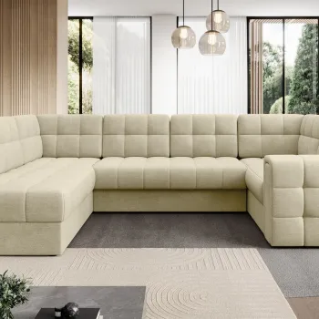 Coltar extensibil dreapta 5 locuri ELTAP, RT-04MO, Blewett, 299x198x82 cm, lemn/poliester, bej imagine