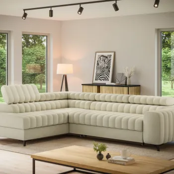 Coltar extensibil dreapta 5 locuri ELTAP, RT-04MO, Kanedo, 269x204x86 cm, lemn/poliester, bej imagine