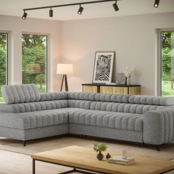 Coltar extensibil dreapta 5 locuri ELTAP, RT-04PAO, Kanedo, 269x204x86 cm, lemn/poliester, gri imagine