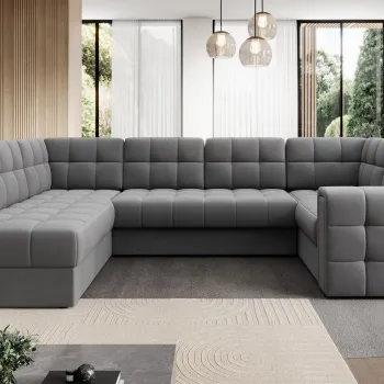 Coltar extensibil dreapta 5 locuri ELTAP, RT-04SO, Blewett, 299x198x82 cm, lemn/poliester, gri imagine