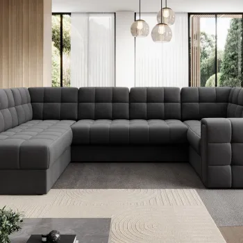 Coltar extensibil dreapta 5 locuri ELTAP, RT-06SO, Blewett, 299x198x82 cm, lemn/poliester, gri inchis imagine