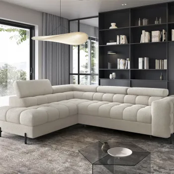 Coltar extensibil dreapta 5 locuri ELTAP, RT-18ROY, Ferucce, 276x200x93 cm, lemn/poliester, bej deschis imagine