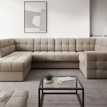 Coltar extensibil dreapta 5 locuri ELTAP, RT-18SO, Blewett, 299x198x82 cm, lemn/poliester, bej inchis imagine