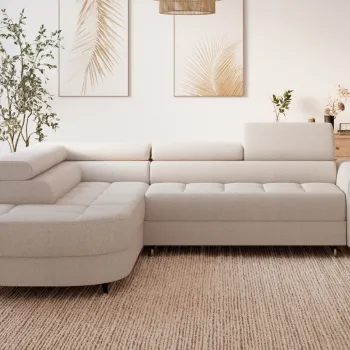 Coltar extensibil dreapta 5 locuri ELTAP, RT-18TON, Vesteria, 279x215x91 cm, lemn/tesatura boucle, bej deschis imagine