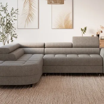 Coltar extensibil dreapta 5 locuri ELTAP, RT-20ROY, Vesteria, 279x215x91 cm, lemn/tesatura boucle, bej inchis imagine