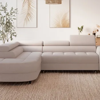 Coltar extensibil dreapta 5 locuri ELTAP, RT-20XIL, Vesteria, 279x215x91 cm, lemn/tesatura boucle, bej imagine