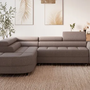 Coltar extensibil dreapta 5 locuri ELTAP, RT-22TON, Vesteria, 279x215x91 cm, lemn/tesatura boucle, maro imagine