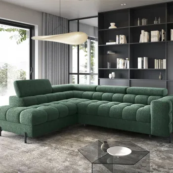 Coltar extensibil dreapta 5 locuri ELTAP, RT-35AMO, Ferucce, 276x200x93 cm, lemn/poliester, verde inchis imagine
