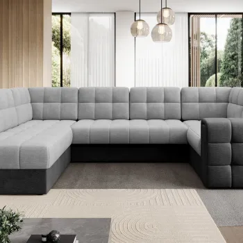 Coltar extensibil dreapta 5 locuri ELTAP, RT-84MO-97MO, Blewett, 299x198x82 cm, lemn/poliester, gri deschis/gri inchis imagine