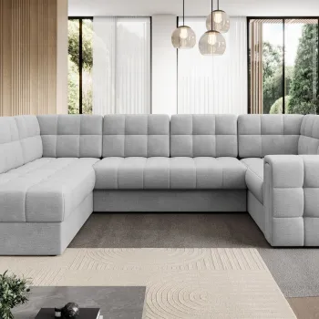 Coltar extensibil dreapta 5 locuri ELTAP, RT-84MO, Blewett, 299x198x82 cm, lemn/poliester, gri deschis imagine