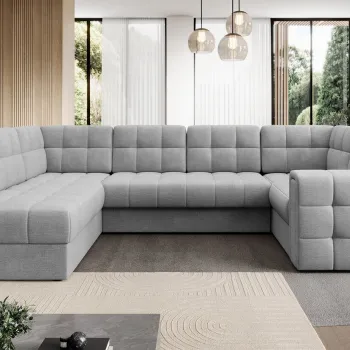 Coltar extensibil dreapta 5 locuri ELTAP, RT-85MO, Blewett, 299x198x82 cm, lemn/poliester, gri deschis imagine