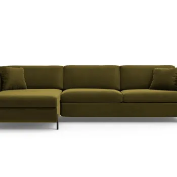 Coltar extensibil dreapta 5 locuri, Gloria, Micadoni Home, 286x170x88 cm, catifea, verde imagine
