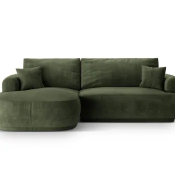 Coltar extensibil dreapta 5 locuri, modular, cu lada depozitare, Ella, Micadoni Home, 271x174x94 cm, catifea, verde imagine