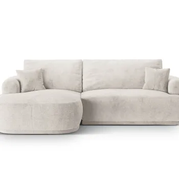 Coltar extensibil dreapta 5 locuri, modular, cu lada depozitare, Ella, Micadoni Home, 271x174x94 cm, tesatura structurata chenille, bej imagine