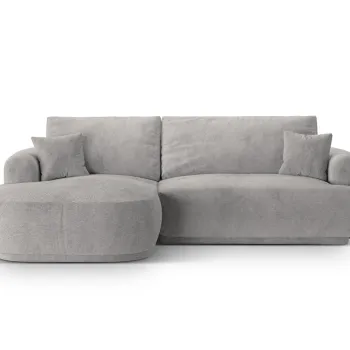 Coltar extensibil dreapta 5 locuri, modular, cu lada depozitare, Ella, Micadoni Home, 271x174x94 cm, tesatura structurata chenille, bej inchis imagine