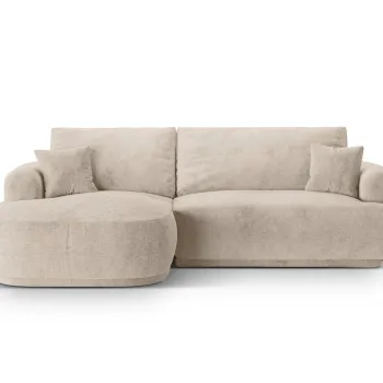 Coltar extensibil dreapta 5 locuri, modular, cu lada depozitare, Ella, Micadoni Home, 271x174x94 cm, tesatura structurata chenille, bej sand imagine