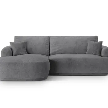 Coltar extensibil dreapta 5 locuri, modular, cu lada depozitare, Ella, Micadoni Home, 271x174x94 cm, tesatura structurata chenille, gri imagine