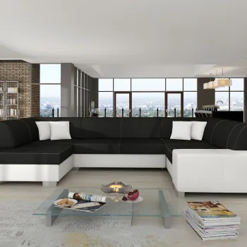 Coltar extensibil dreapta 6 locuri ELTAP, Hv08, Havana, 322x204x72 cm, lemn/poliester, gri antracit/alb imagine