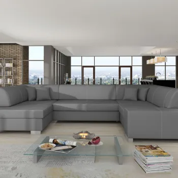 Coltar extensibil dreapta 6 locuri ELTAP, Hv10, Havana, 322x204x72 cm, lemn/poliester, gri inchis imagine