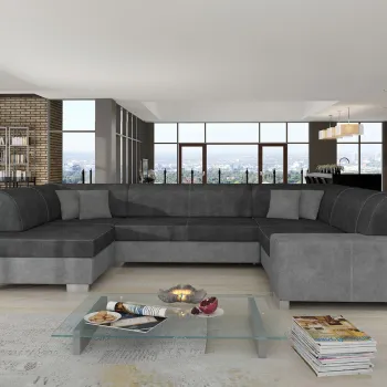 Coltar extensibil dreapta 6 locuri ELTAP, Hv23, Havana, 322x204x72 cm, lemn/poliester, gri inchis/gri imagine