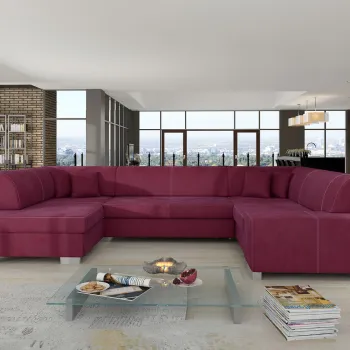 Coltar extensibil dreapta 6 locuri ELTAP, Hv29, Havana, 322x204x72 cm, lemn/poliester, fucsia imagine