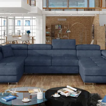 Coltar extensibil dreapta 6 locuri ELTAP, Rod-31, Rodrigo, 345x202x90 cm, lemn/poliester, albastru imagine