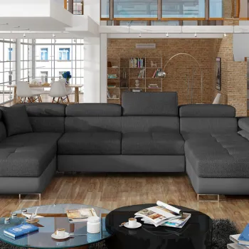 Coltar extensibil dreapta 6 locuri ELTAP, Rod-40, Rodrigo, 345x202x90 cm, lemn/poliester, gri inchis imagine