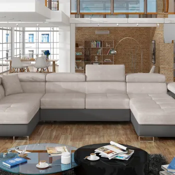 Coltar extensibil dreapta 6 locuri ELTAP, Rod-45, Rodrigo, 345x202x90 cm, lemn/poliester, gri/gri inchis imagine