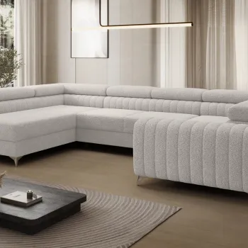 Coltar extensibil dreapta 6 locuri ELTAP, RT-01ROY, Louis, 347x202x92 cm, lemn/poliester, alb imagine