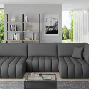 Coltar extensibil dreapta 6 locuri ELTAP, RT-05FL, Bonito, 350x175x92 cm, lemn/poliester, gri inchis imagine