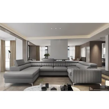 Coltar extensibil dreapta 6 locuri ELTAP, RT-05FL, Louis, 347x202x92 cm, lemn/poliester, gri inchis imagine