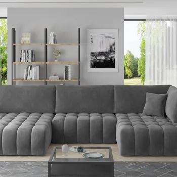 Coltar extensibil dreapta 6 locuri ELTAP, RT-06SO, Bonito, 350x175x92 cm, lemn/poliester, gri inchis imagine