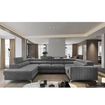 Coltar extensibil dreapta 6 locuri ELTAP, RT-06SO, Louis, 347x202x92 cm, lemn/poliester, gri inchis imagine