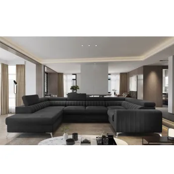 Coltar extensibil dreapta 6 locuri ELTAP, RT-06VE, Louis, 347x202x92 cm, lemn/poliester, gri antracit imagine