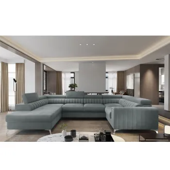 Coltar extensibil dreapta 6 locuri ELTAP, RT-100REK, Louis, 347x202x92 cm, lemn/poliester, gri imagine