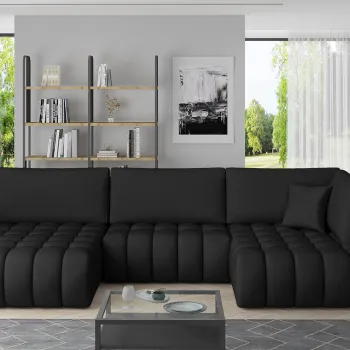 Coltar extensibil dreapta 6 locuri ELTAP, RT-11SOF, Bonito, 350x175x92 cm, lemn/poliester, negru imagine