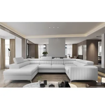 Coltar extensibil dreapta 6 locuri ELTAP, RT-17SOF, Louis, 347x202x92 cm, lemn/poliester, alb imagine