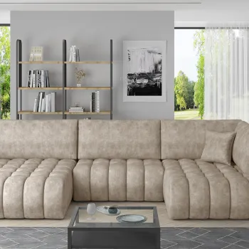 Coltar extensibil dreapta 6 locuri ELTAP, RT-18LE, Bonito, 350x175x92 cm, lemn/poliester, bej imagine