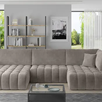 Coltar extensibil dreapta 6 locuri ELTAP, RT-18SO, Bonito, 350x175x92 cm, lemn/poliester, bej inchis imagine