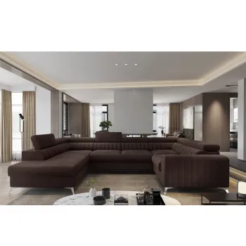 Coltar extensibil dreapta 6 locuri ELTAP, RT-22NU, Louis, 347x202x92 cm, lemn/poliester, maro inchis imagine