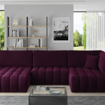 Coltar extensibil dreapta 6 locuri ELTAP, RT-25VE, Bonito, 350x175x92 cm, lemn/poliester, violet inchis imagine