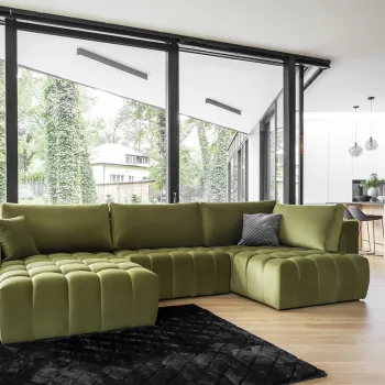 Coltar extensibil dreapta 6 locuri ELTAP, RT-33LO, Bonito, 350x175x92 cm, lemn/poliester, verde olive imagine