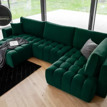 Coltar extensibil dreapta 6 locuri ELTAP, RT-35LO, Bonito, 350x175x92 cm, lemn/poliester, verde inchis imagine