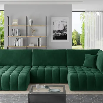 Coltar extensibil dreapta 6 locuri ELTAP, RT-35LU, Bonito, 350x175x92 cm, lemn/poliester, verde inchis imagine