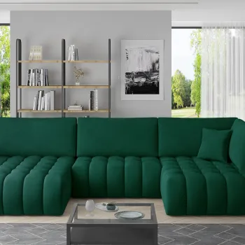 Coltar extensibil dreapta 6 locuri ELTAP, RT-35NU, Bonito, 350x175x92 cm, lemn/poliester, verde inchis imagine