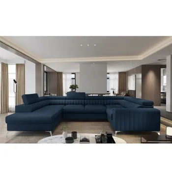 Coltar extensibil dreapta 6 locuri ELTAP, RT-40FL, Louis, 347x202x92 cm, lemn/poliester, albastru inchis imagine