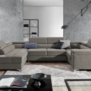 Coltar extensibil dreapta 6 locuri ELTAP, Th_67, Thiago, 342x208x88 cm, lemn/poliester, bej inchis imagine