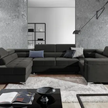 Coltar extensibil dreapta 6 locuri ELTAP, Th_73, Thiago, 342x208x88 cm, lemn/poliester, gri inchis imagine