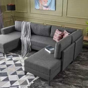 Coltar extensibil Efsun, Balcab Home, 300x78x80 cm, lemn, antracit imagine